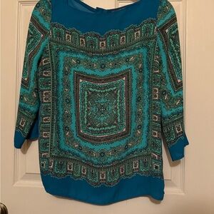 Adrianna Papell Teal and Green Blouse
